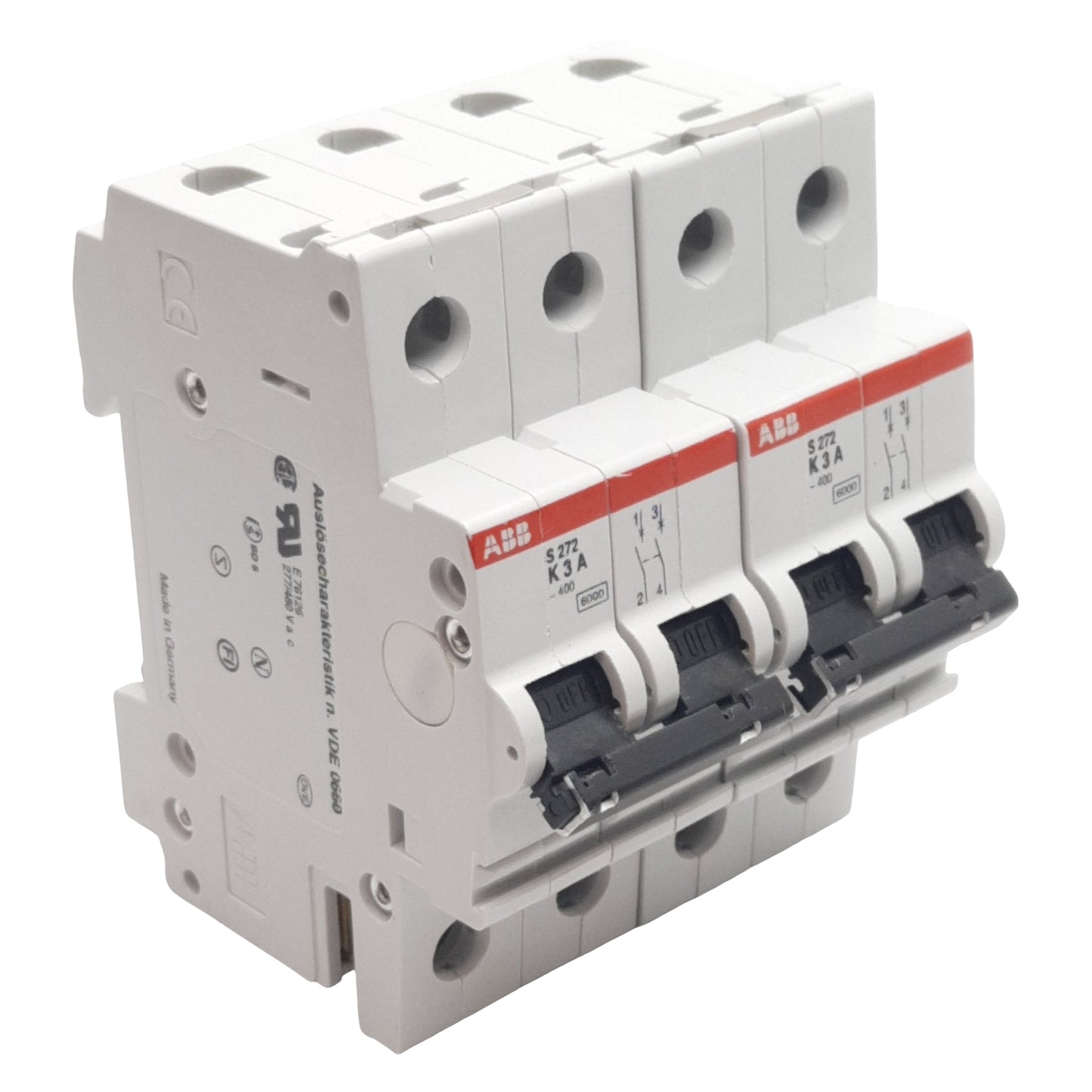 Used Lot of 2 ABB S272-K3A Circuit Breaker, 2-Pole, 3A 277/480VAC, DIN Rail