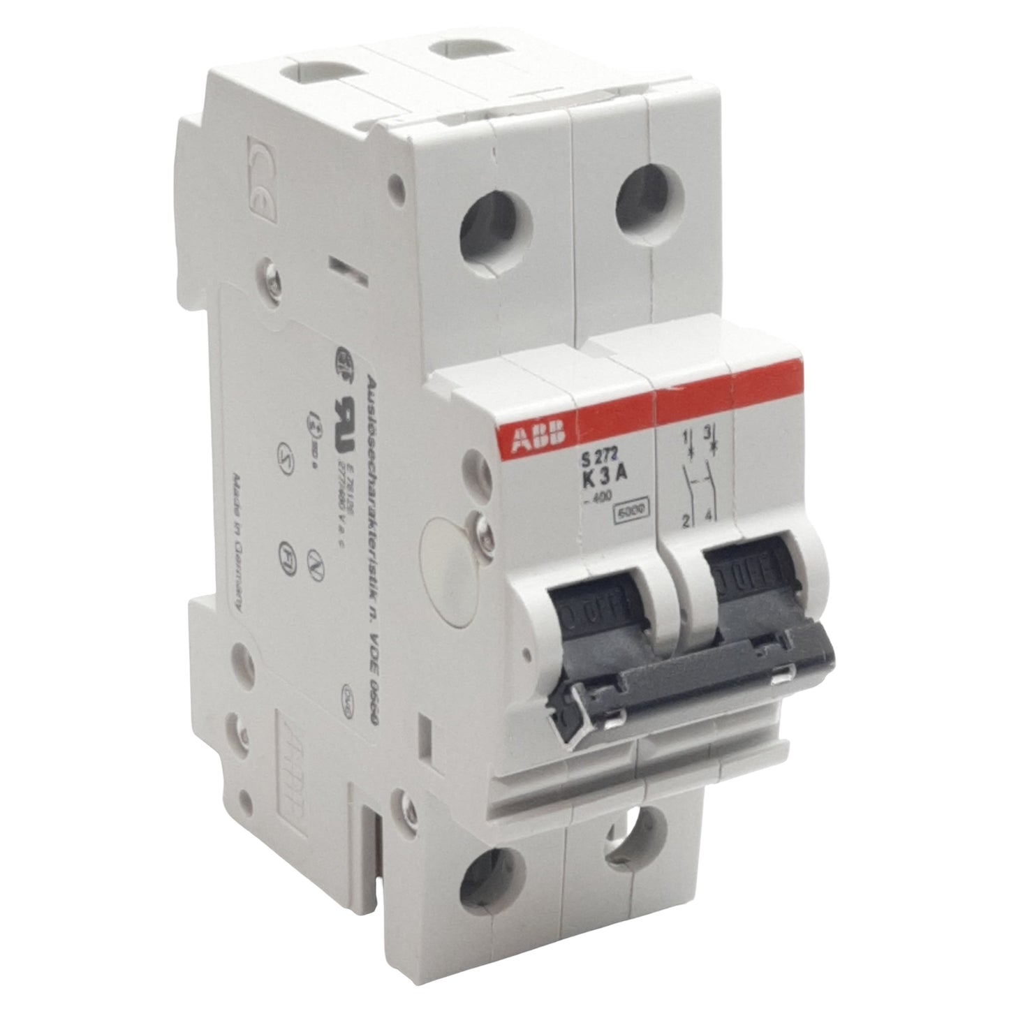 Used Lot of 2 ABB S272-K3A Circuit Breaker, 2-Pole, 3A 277/480VAC, DIN Rail
