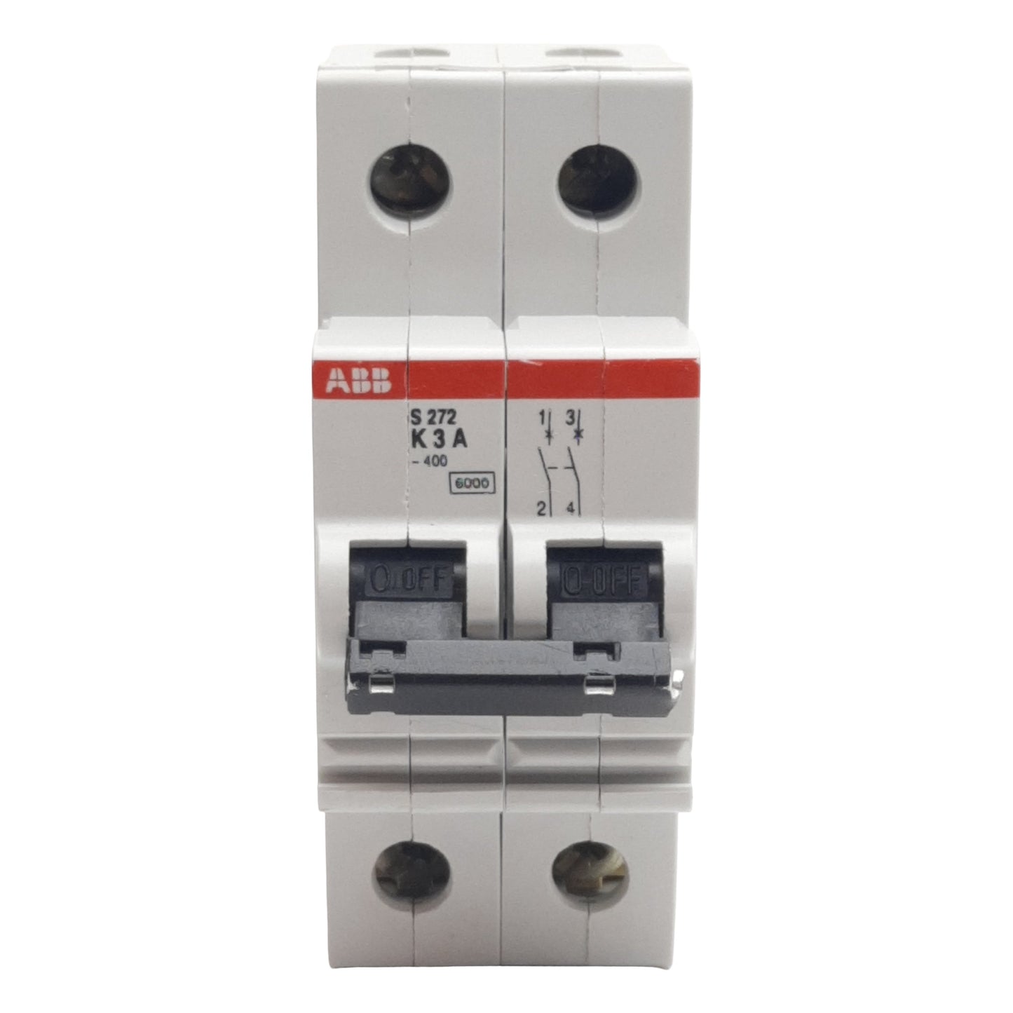 Used Lot of 2 ABB S272-K3A Circuit Breaker, 2-Pole, 3A 277/480VAC, DIN Rail