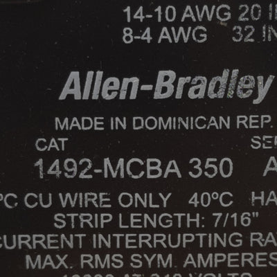New Allen Bradley 1492-MCBA350 Circuit Breaker, 3-Pole, 50A 120/240VAC, DIN Rail
