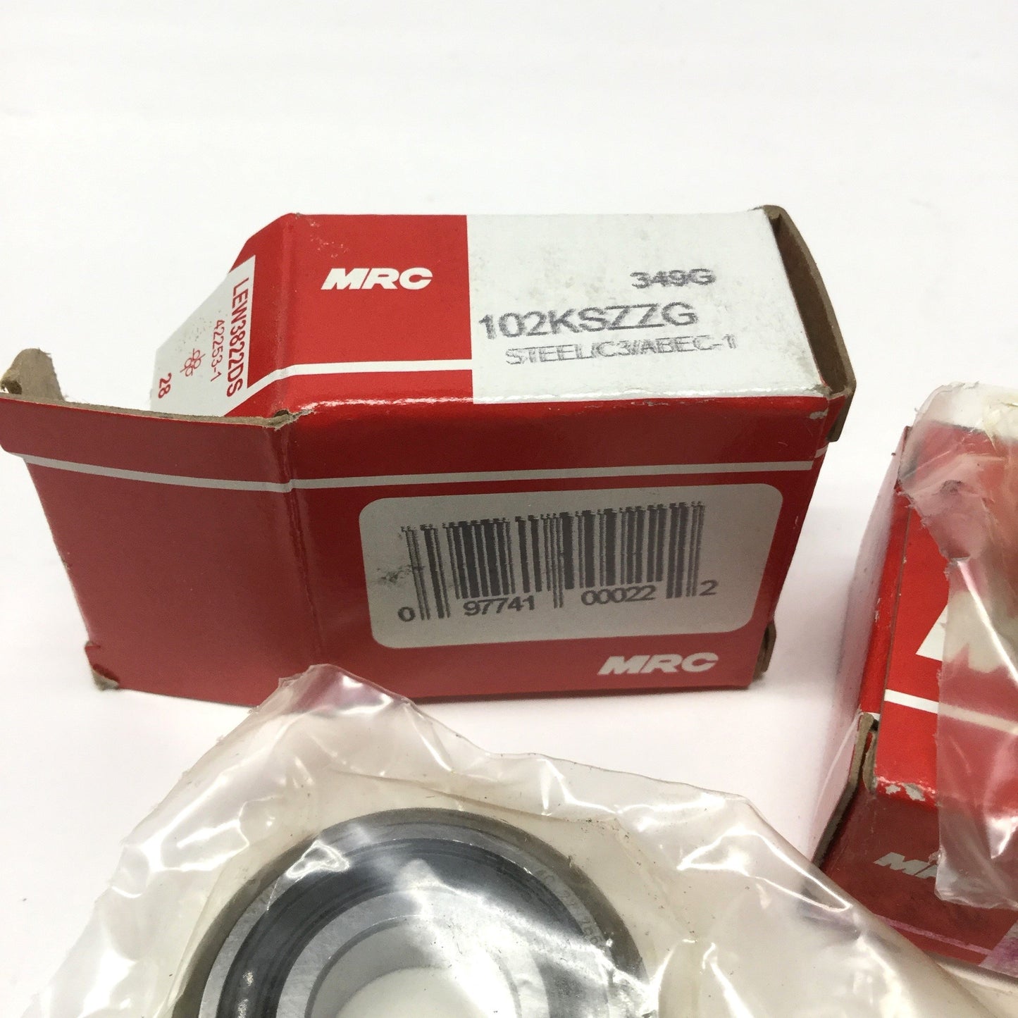 New Lot of 2 MRC 102KSZZG Sealed Snap Ring Ball Bearings Ø15mm Bore, Ø32mm OD, 9mm W