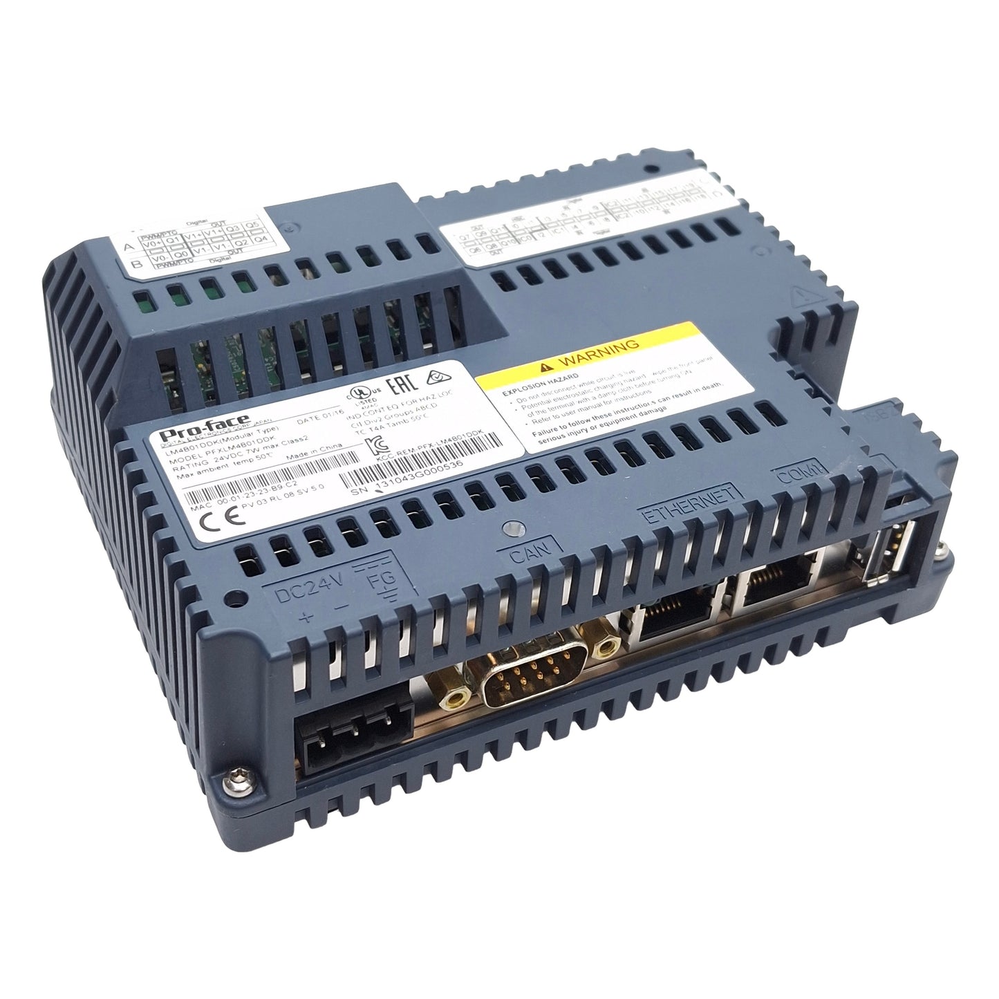 Used Pro-face PFXLM4B01DDK HMI Rear Module, DIO / Sink Output, RS-232C/RS-485, 24VDC
