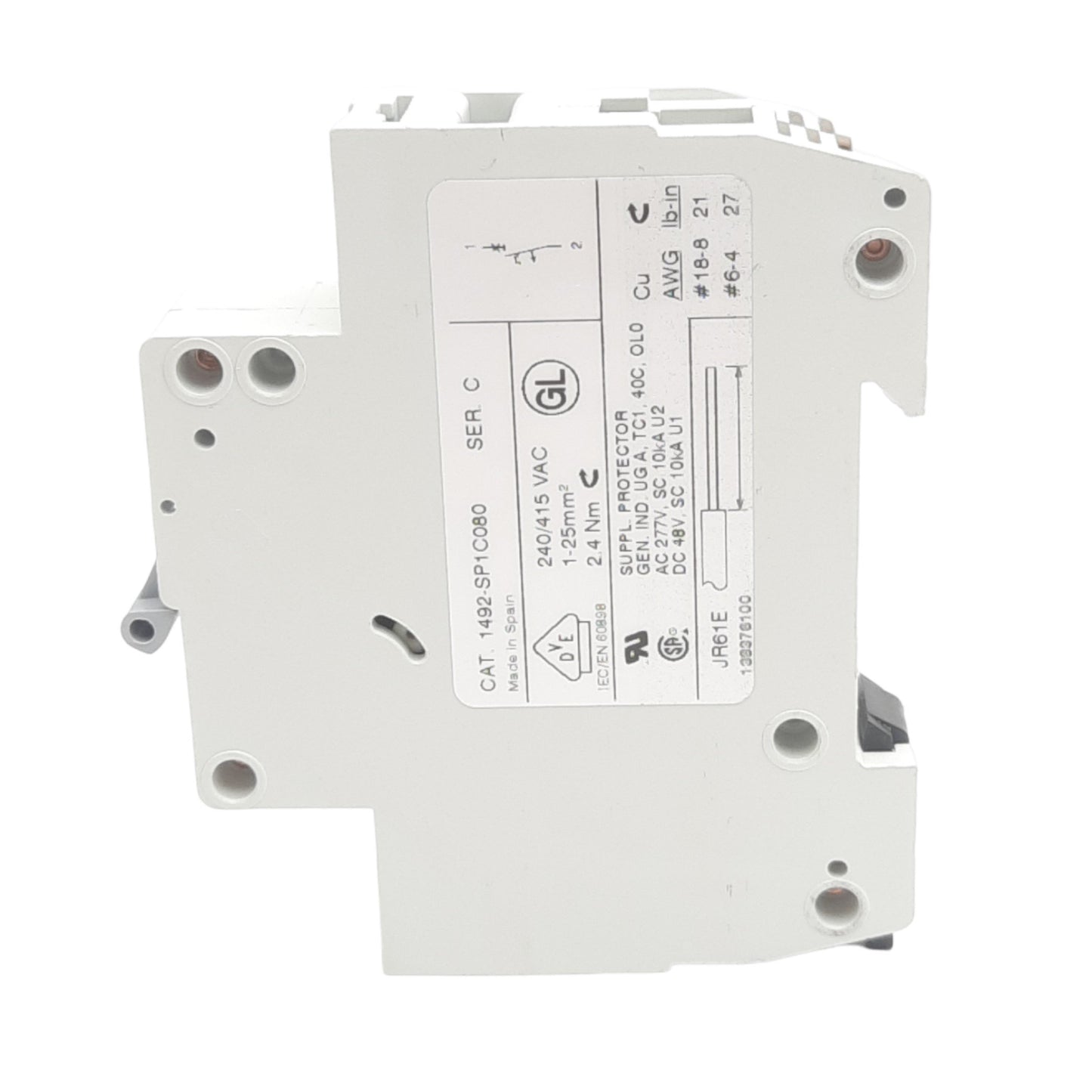 New Allen Bradley 1492-SP1C080 Circuit Breaker, 240/415 VAC, 1Pole, 8A, DIN Rail