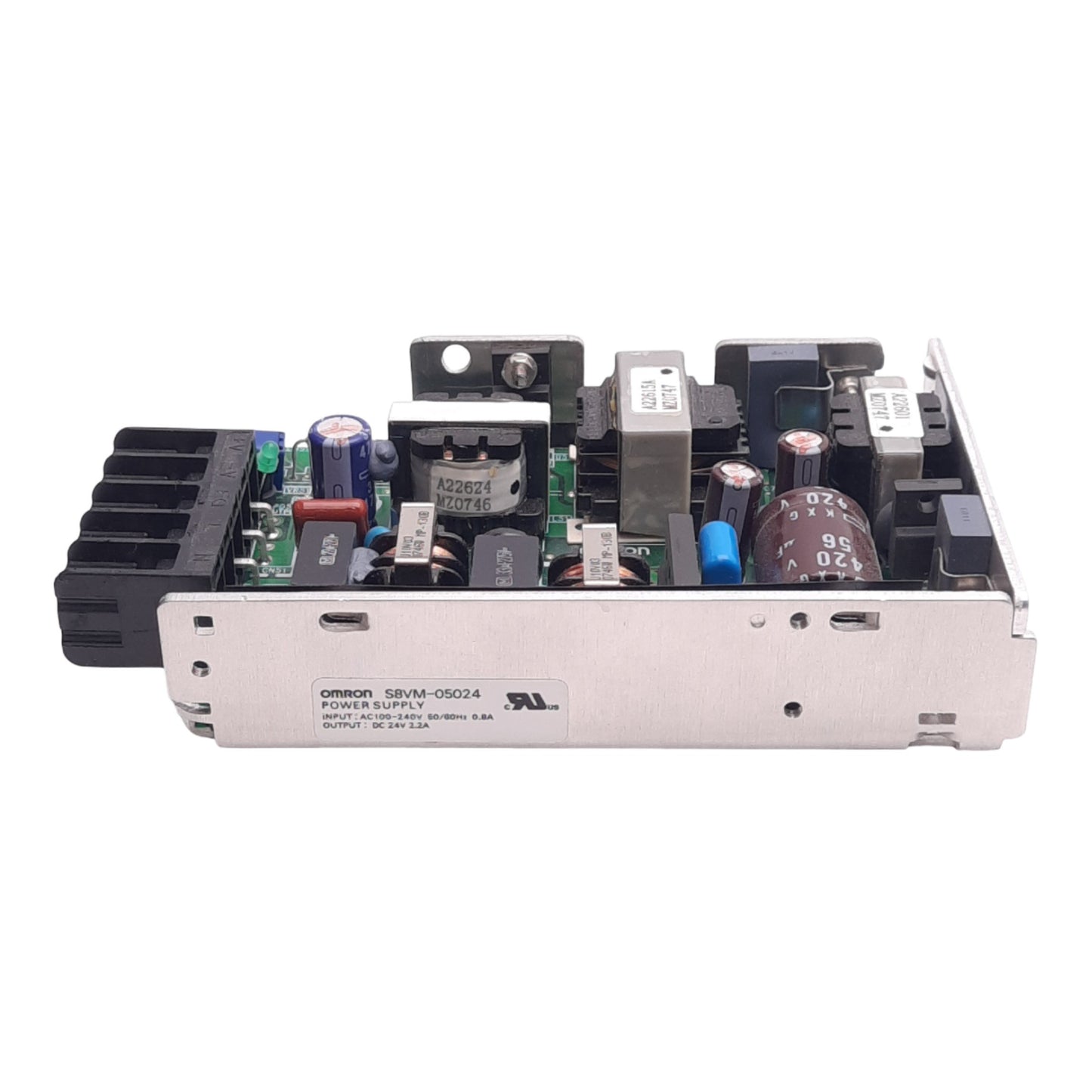 Used Omron S8VM-05024 Open Frame Power Supply, 100-240VAC In, 24VDC 2.2A Out, 50W Max