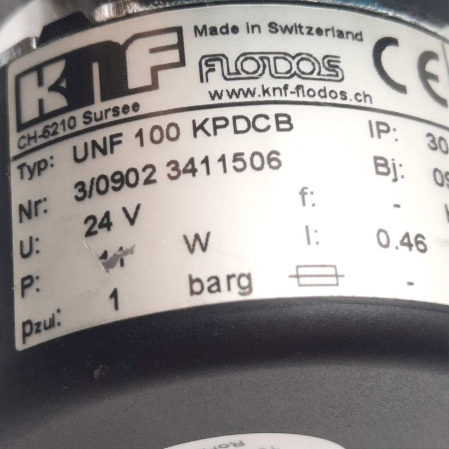 Used KNF UNF 100 KPDCB Diaphragm Liquid Pump Flow Rate 1.2 I/min, Suction Head 4mWg
