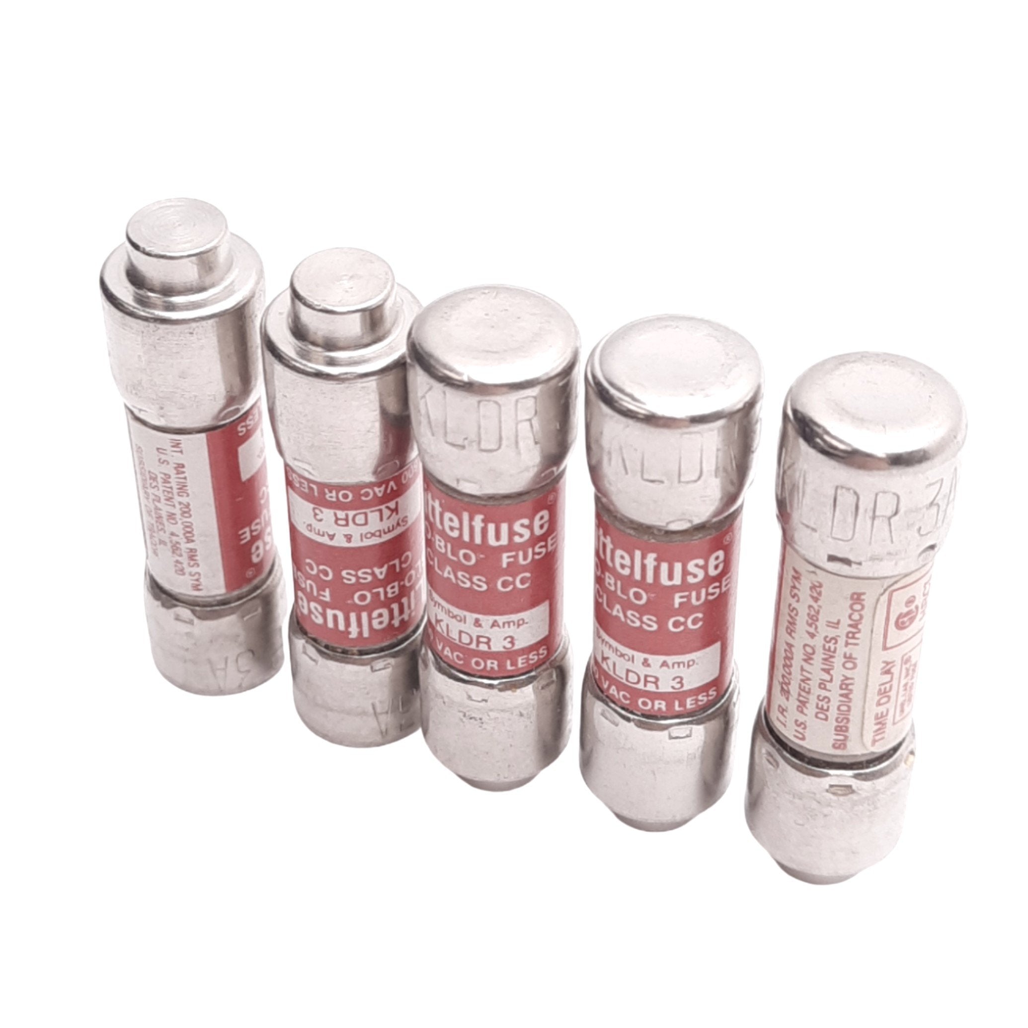 Lot of 5 Littelfuse KLDR3 Time Delay Midget Fuses, 3A 600VAC, Class CC ...
