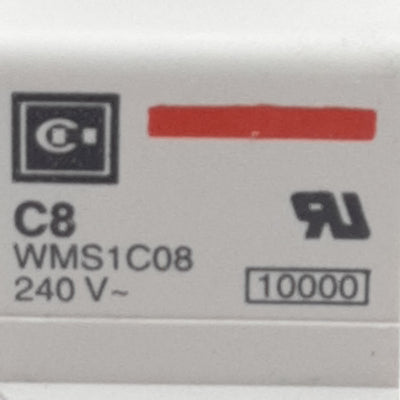 Used Cutler-Hammer WMS1C08 Circuit Breaker, 1-Pole, 8A 240/415VAC, DIN Rail