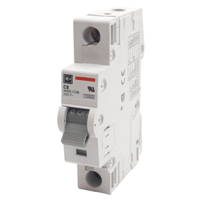 Used Cutler-Hammer WMS1C08 Circuit Breaker, 1-Pole, 8A 240/415VAC, DIN Rail