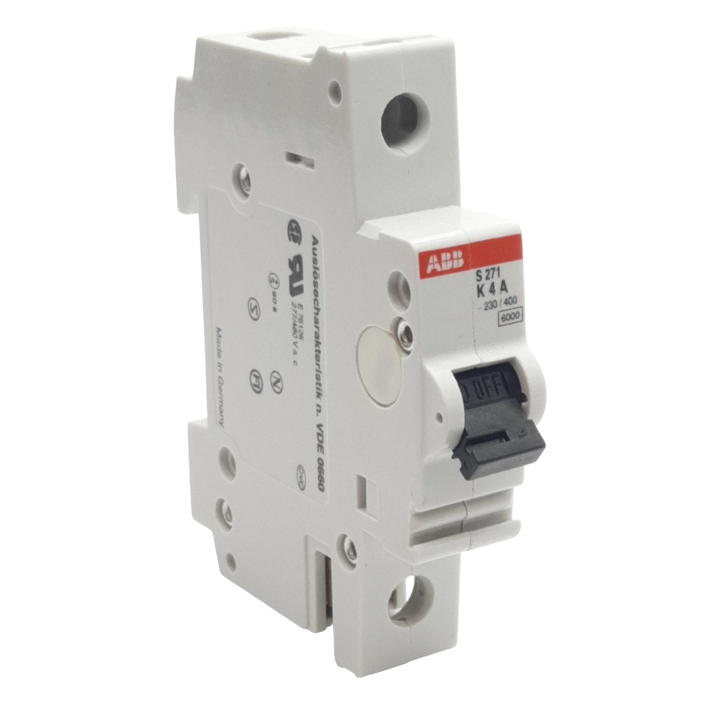 Used Lot of 2 ABB S271-K4A Circuit Breaker, 1-Pole, 4A 277/480VAC, DIN Rail