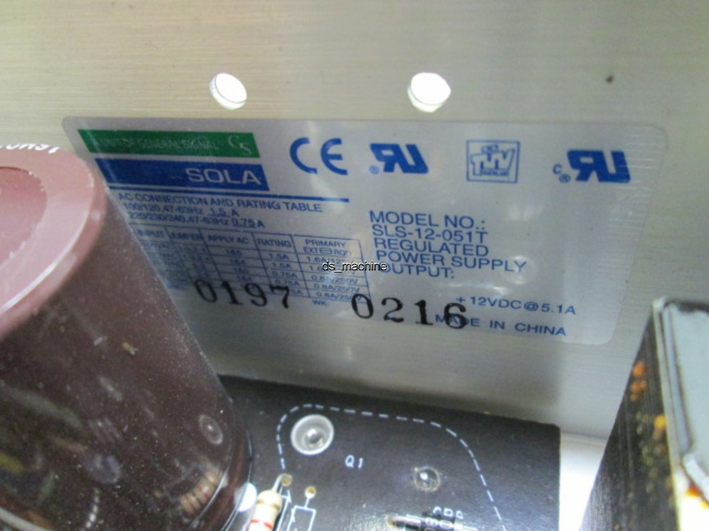 Used Sola Electric SLS-12-051T Power Supply 120/240AC