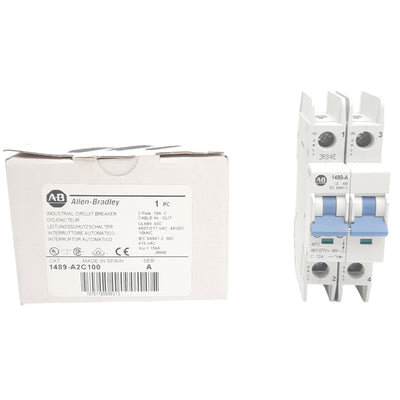 New Allen Bradley 1489-A2C100 Circuit Breaker 480/277VAC, 96VDC 10A 10kA, 2 Pole