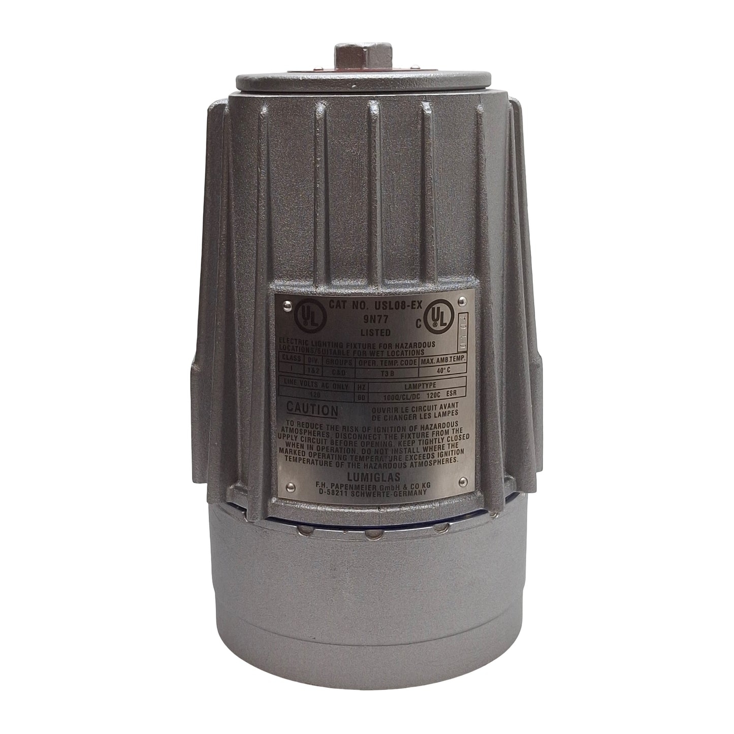 New Lumiglas USL08-EX Explosion Proof Light, 120VAC 60Hz, 100W Lamp, 1/2NPT