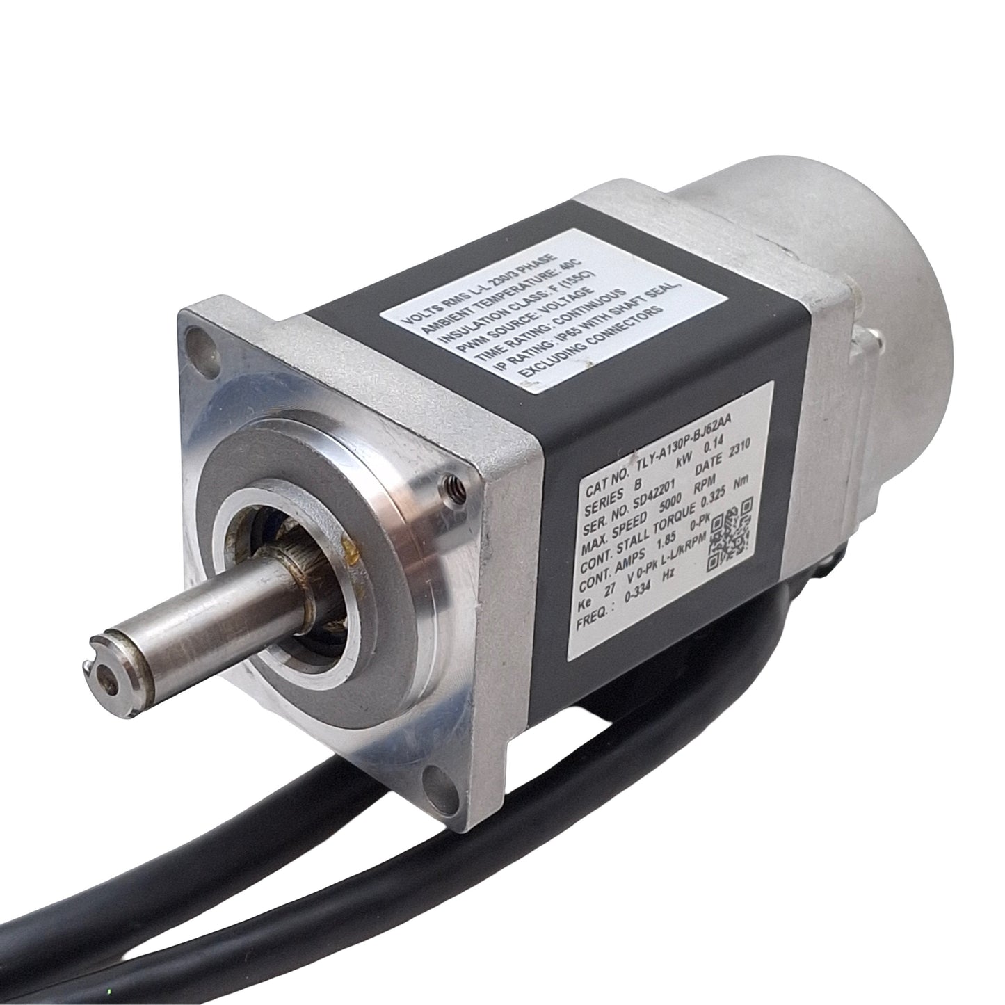 Used Allen Bradley TLY-A130P-BJ62AA Servo Motor, 230VAC, 0.14kW, 5000RPM, NEMA 17