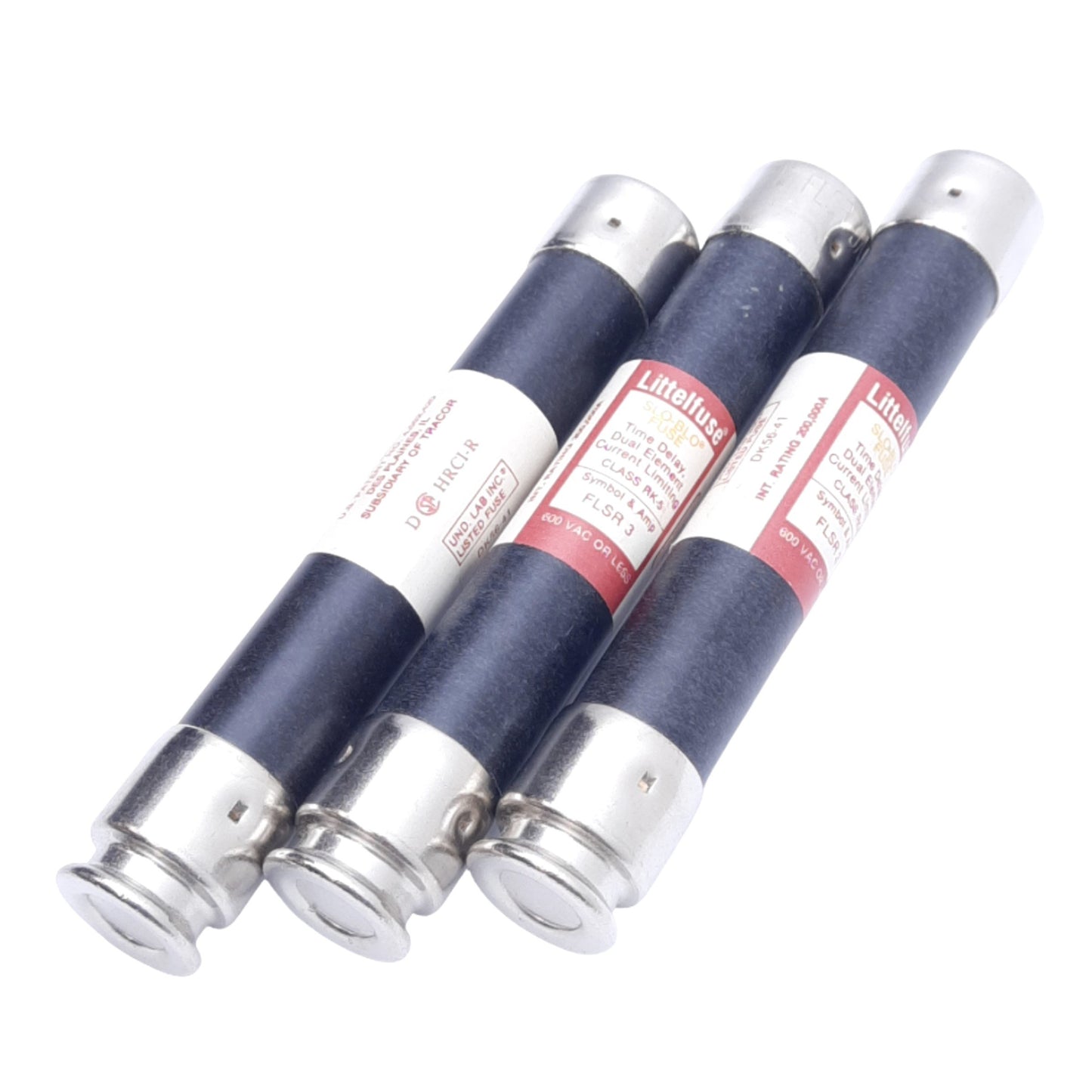 Used Lot of 3 Littelfuse FLSR3 Time Delay Dual Element Fuses, 3A, 600VAC, Class RK5
