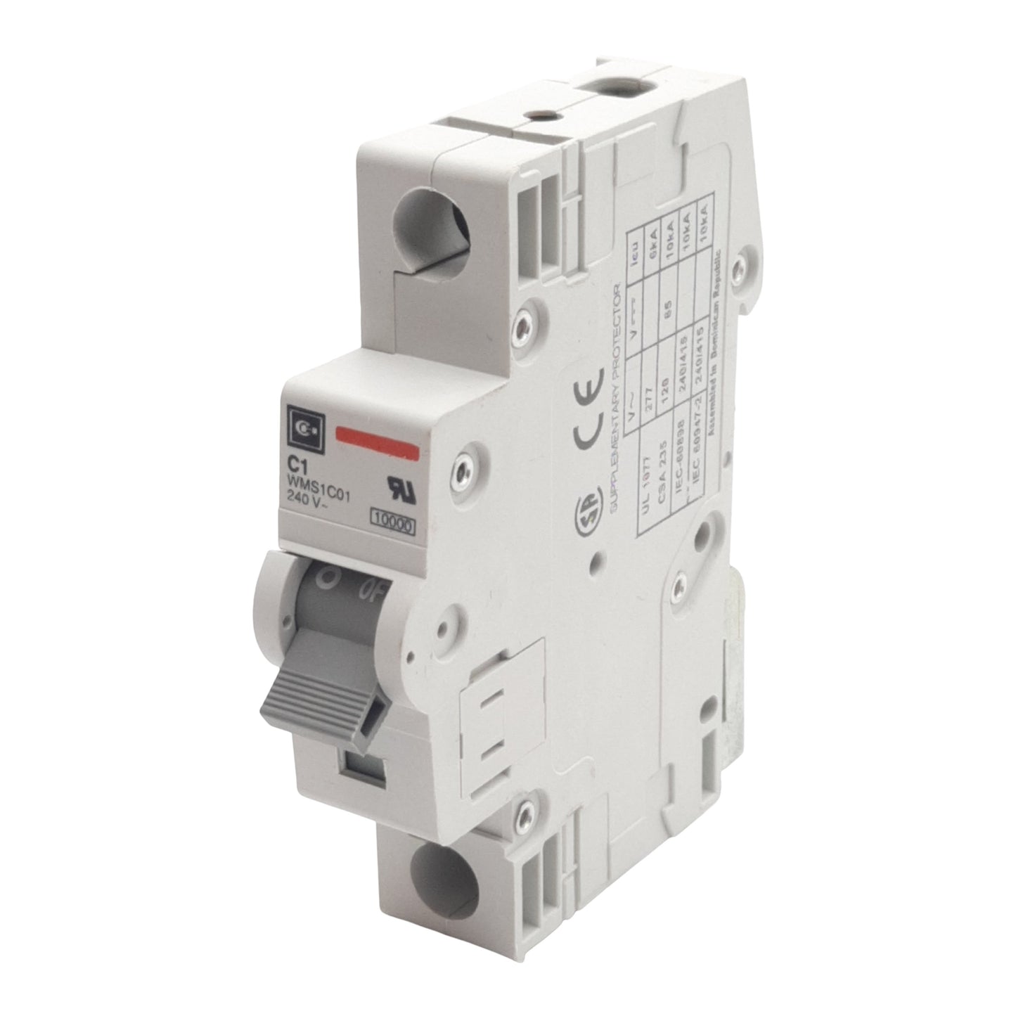Used Lot of 3 Cutler-Hammer WMS1C01 Circuit Breaker, 1-Pole, 1A 240/415VAC, DIN Rail