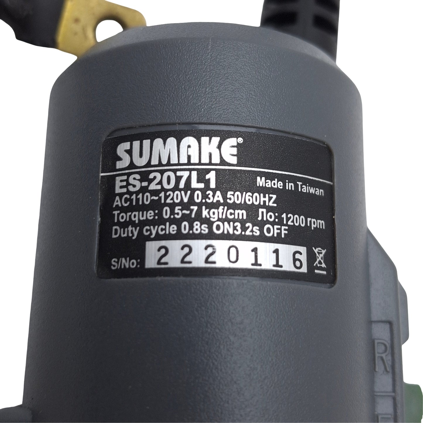 Used Sumake ES-207L1 Corded Torque Screwdriver, 0.44-6.26in-lb, 1200RPM, 115VAC