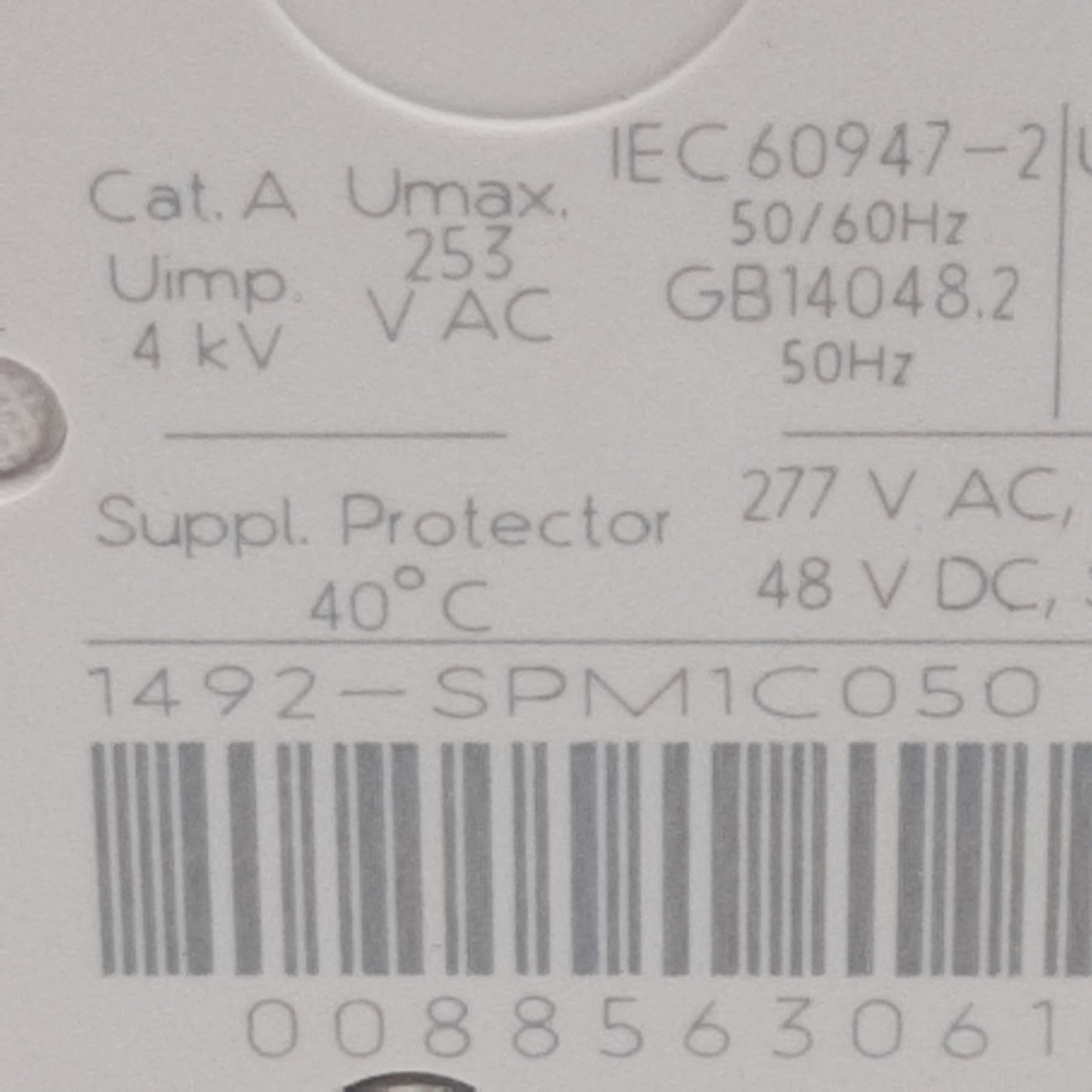 Used Allen Bradley 1492-SPM1C050 Circuit Breaker, 1-Pole, 5A 48VDC/277VAC, DIN Rail
