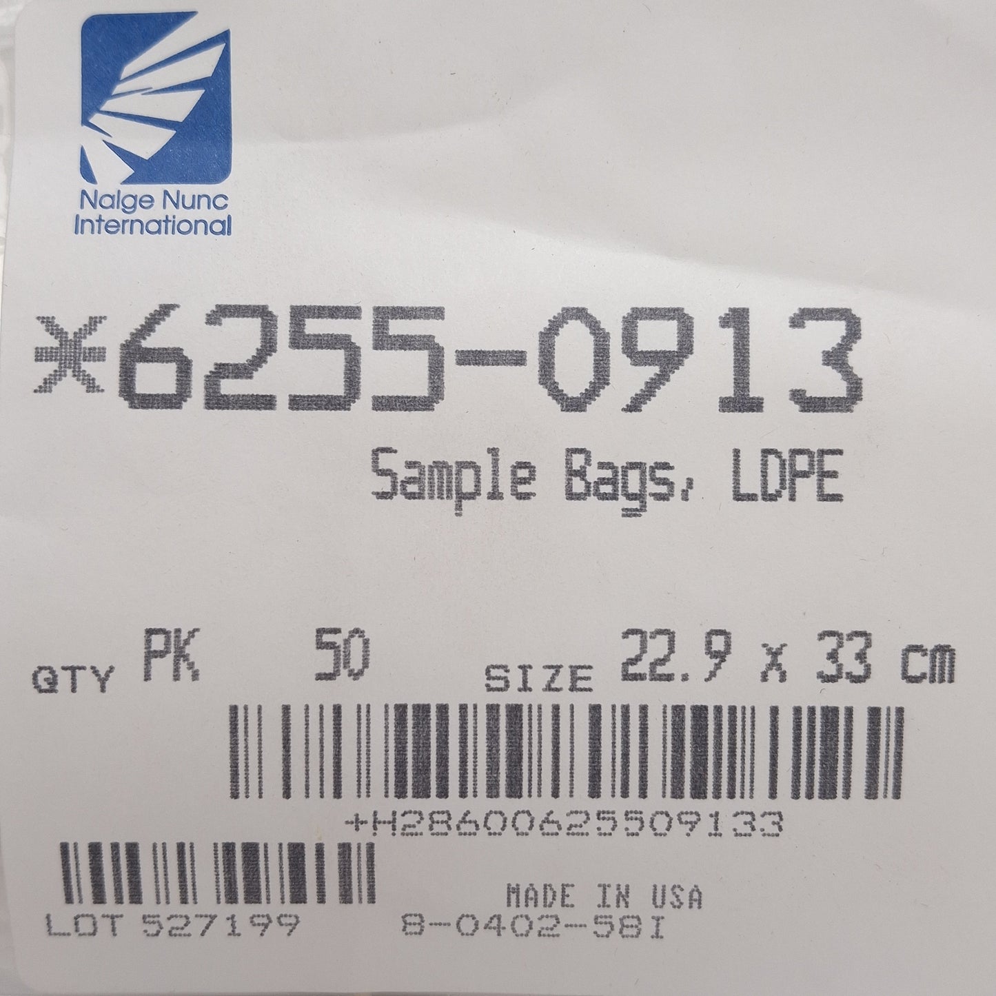 New Nalgene 6255-0913 Heavy Duty LDPE Sample Bags, 4mils Thick, 9in x 13in, 50-Pack