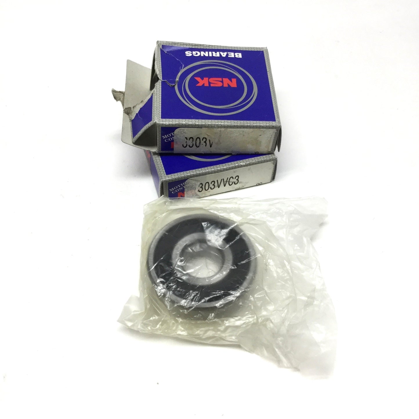 New Lot of 2 NSK 6303VVC3 Deep Groove Ball Bearings 17mm Bore, 47mm OD, 14mm Wide