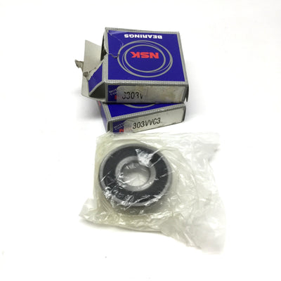 New Lot of 2 NSK 6303VVC3 Deep Groove Ball Bearings 17mm Bore, 47mm OD, 14mm Wide