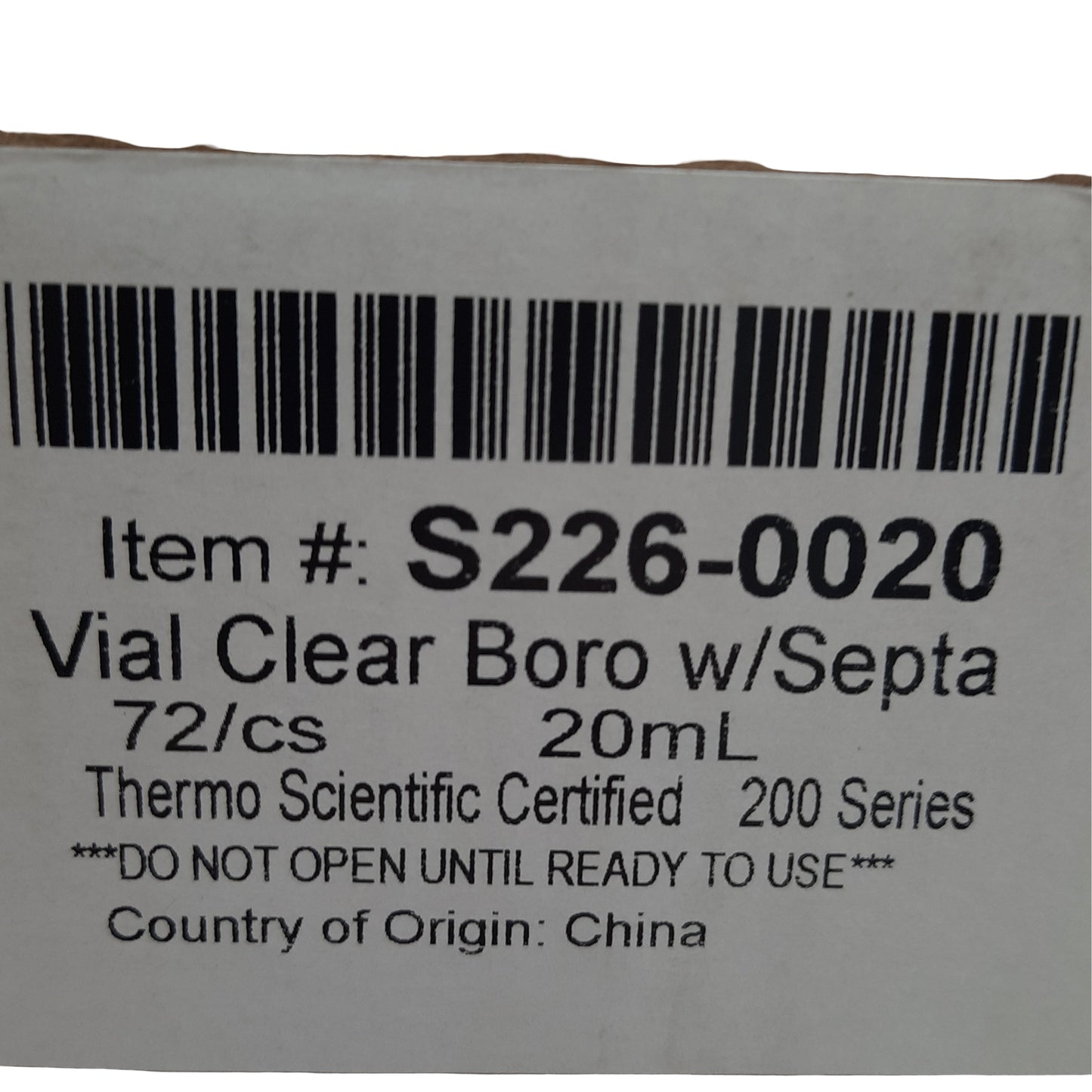 New Thermo Scientific S226-0020 Glass Vials 0.125in. Septa, 20mL, Clear, 28mm