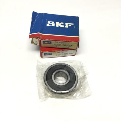 New Lot of 2 SKF 6303 2RSJEM Deep Groove Ball Bearings 17mm Bore, 47mm OD, 14mm Wide