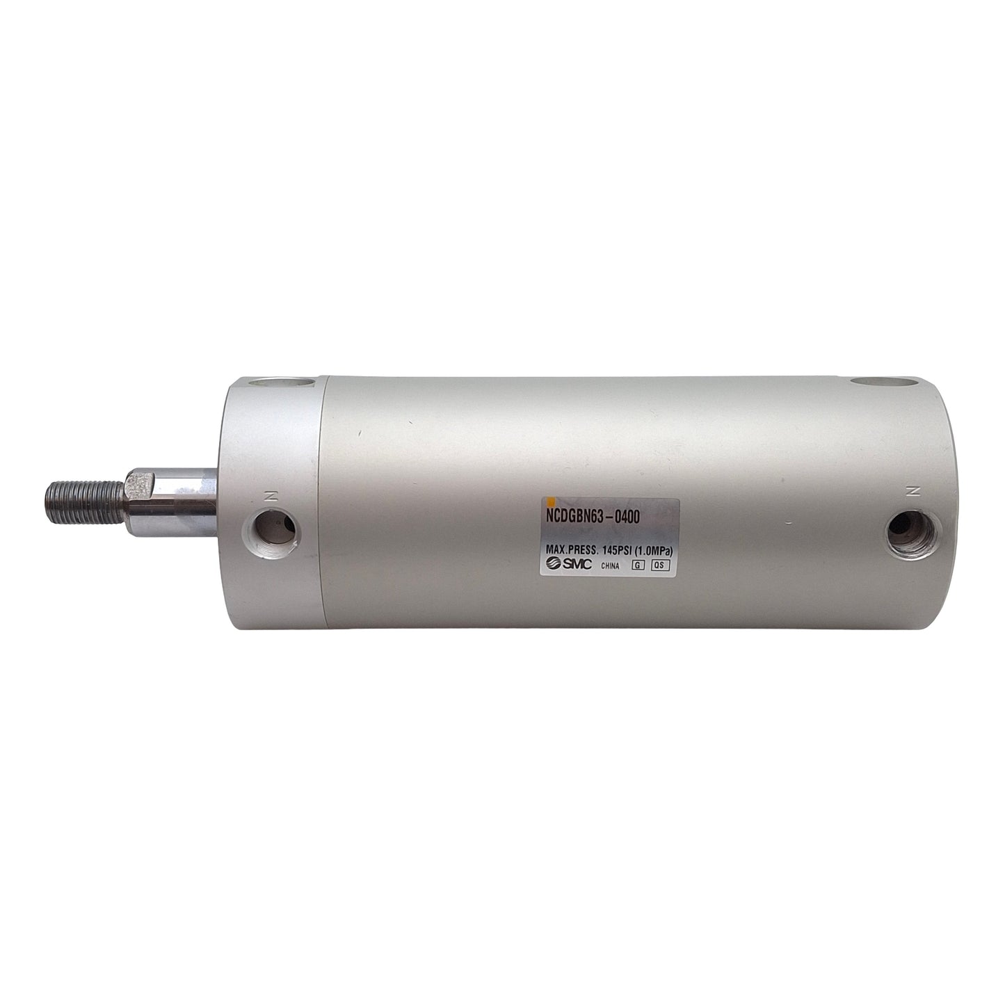 Used SMC NCDGBN63-0400 Pneumatic Cylinder, ø2-1/2in Bore, 4in Stroke, 145PSI, 1/4NPT