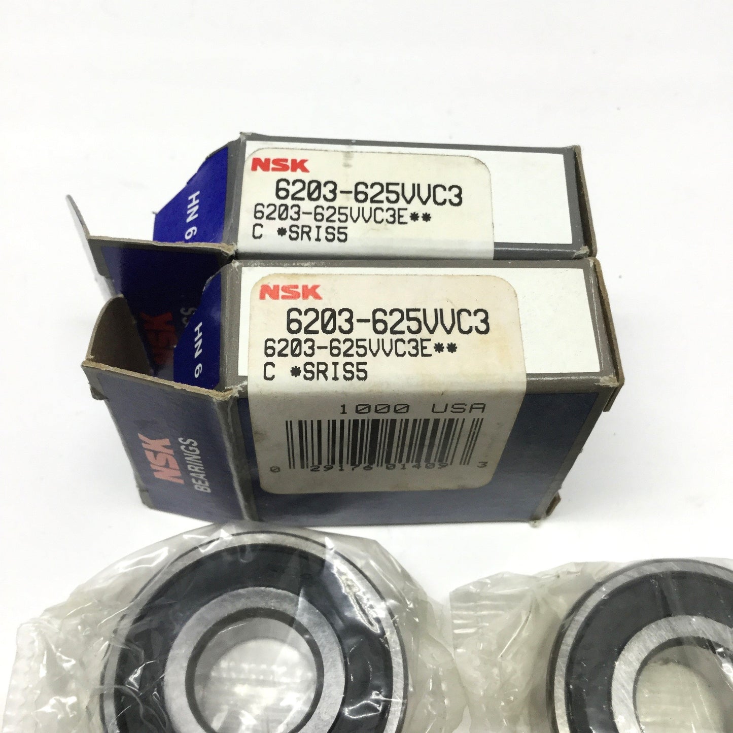 New Lot of 2 NSK 6203-625VVC3 Deep Groove Ball Bearings 5/8" Bore, 40mm OD, 12mm W