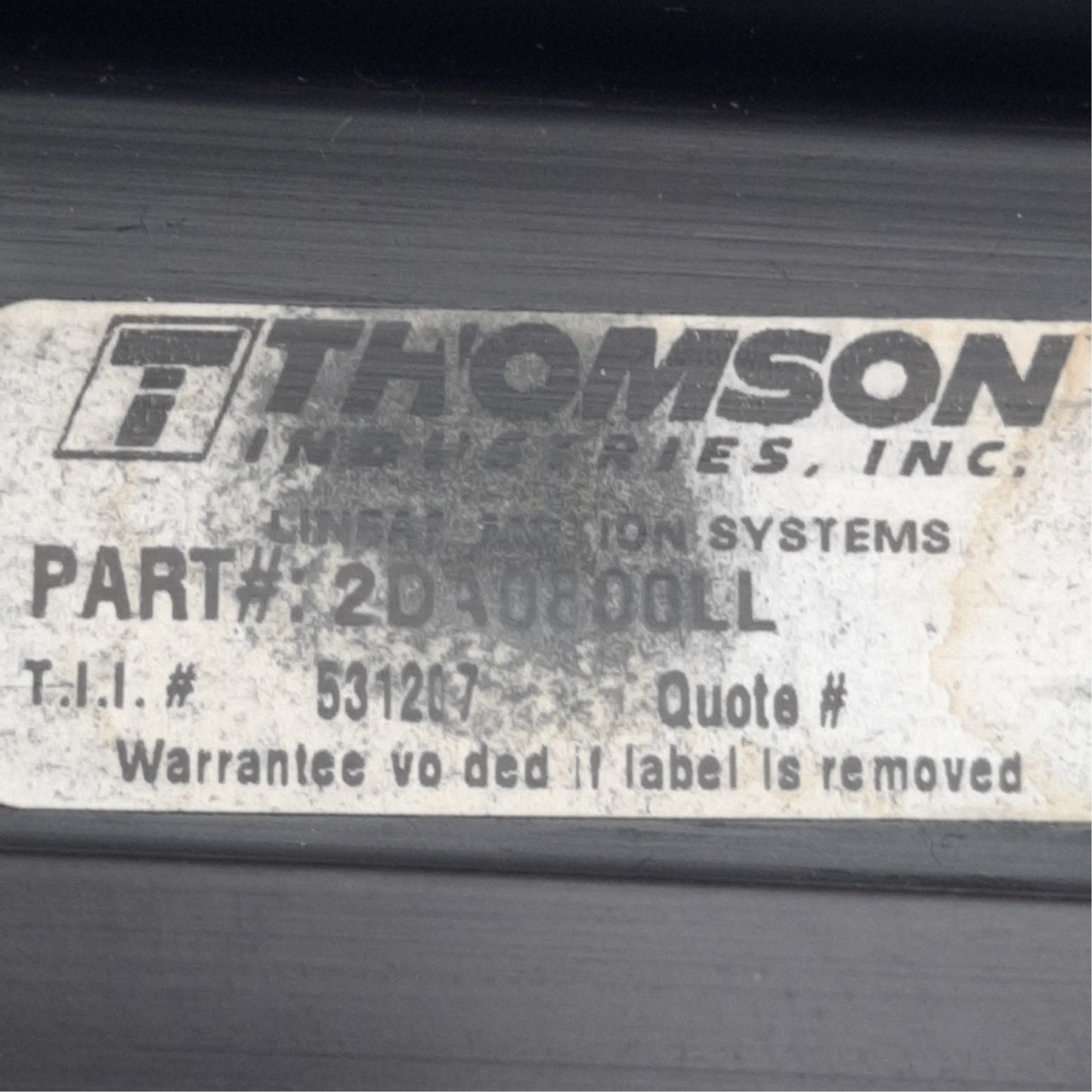 Used Thomson 2DA0800LL Linear Guide Dual Shaft, Max Load 600lb, 16in, 4.5in x 4in