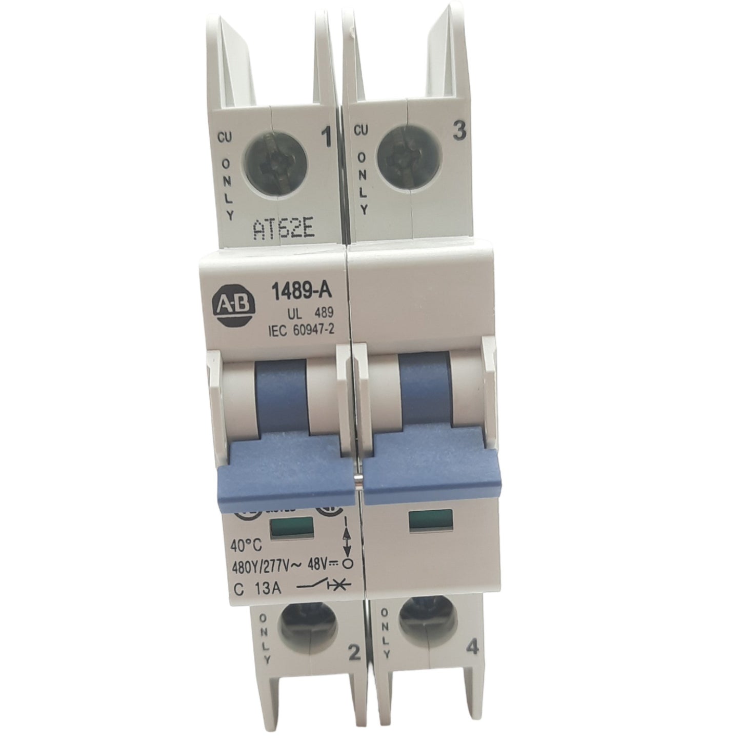 New Allen Bradley 1489-A2C130 Circuit Breaker, 2 Pole, 13A, 480Y/277VAC, DIN Rail