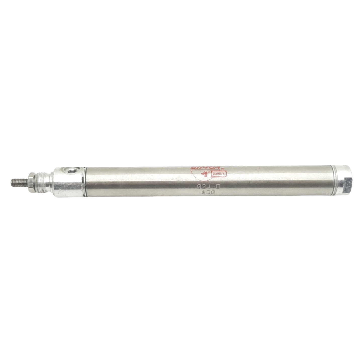 Used Bimba 024-D Pneumatic Cylinder, ø9/16in Bore, 4in Stroke, #10-32 Ports, 250psi
