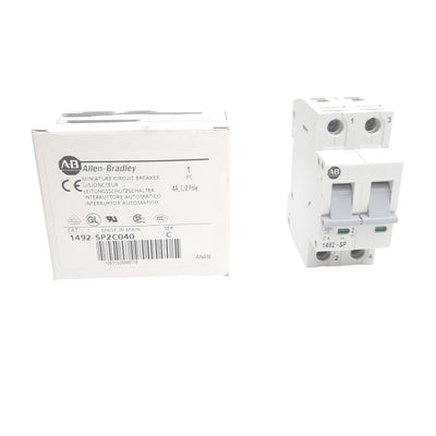 New Allen Bradley 1492-SP2C040 Circuit Breaker, 2 Pole, 4A, 415 VAC, DIN Rail
