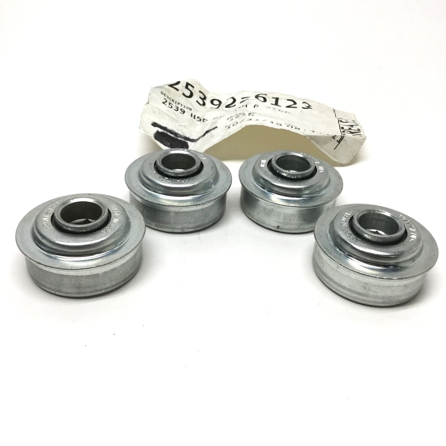 New – Open box Lot of 4 Frantz 2539 Flanged Press Fit Conveyor Bearings for Ø2.5" Tube 5/8" Hex