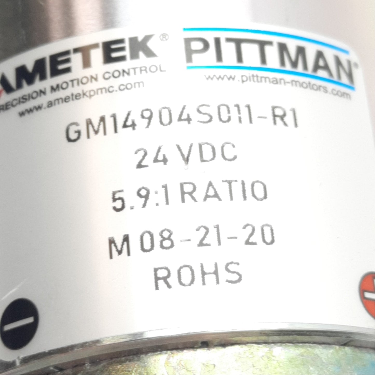Used AMETEK GM14904S011-R1 Gear Motor Spur Gear, 536RPM, 24VDC, 55W, 140oz/in