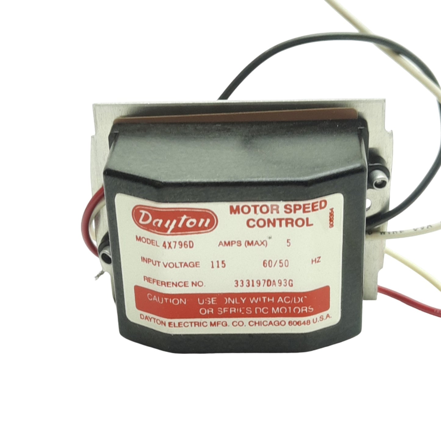 Used Dayton 4X796D Motor Speed Controller, 115 VAC, 5 Amp Max, 50/60 Hz, 1-10 Dial