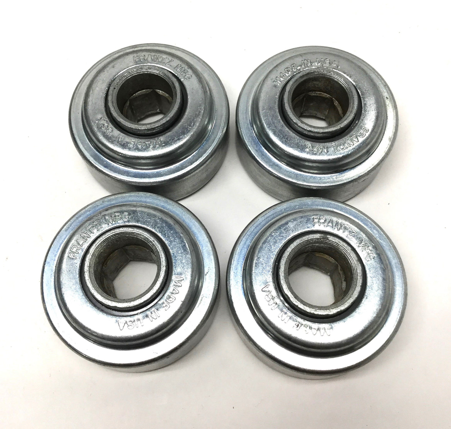 New – Open box Lot of 4 Frantz 2638 Press Fit Conveyor Roller Bearings for Ø2.5" Tube, 5/8" Hex