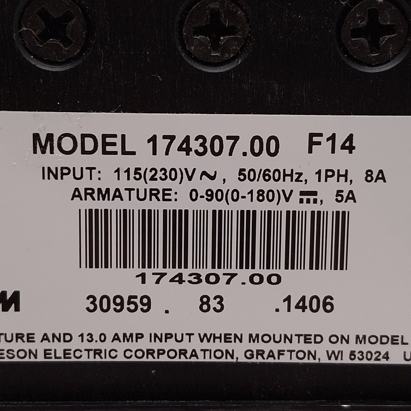 Used Leeson 174307.00 Speedmaster Motor Control, 115/230VAC Input, 0-90/180VDC Output