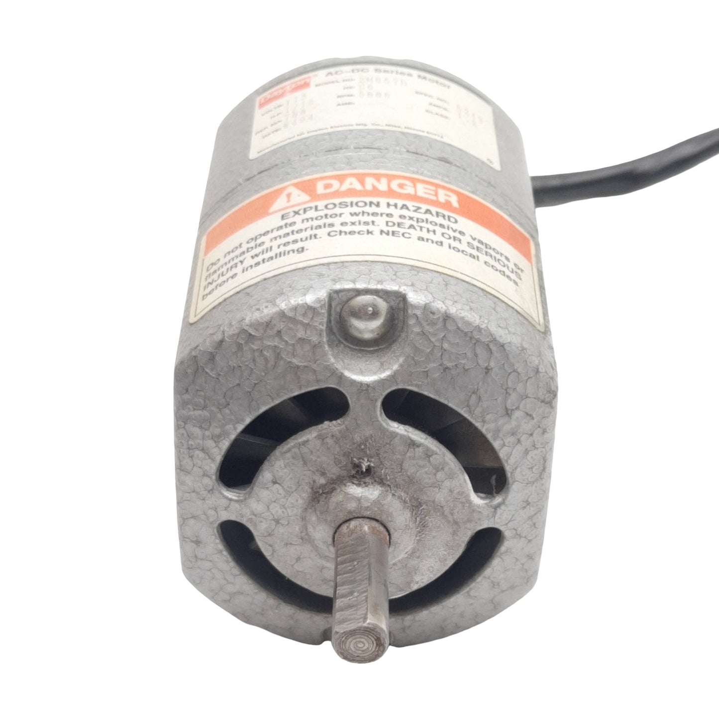 Used Dayton 2M057B Universal AC/DC Motor, 115VAC 1.2A, 1/15HP 5000RPM, ø5/16in Shaft