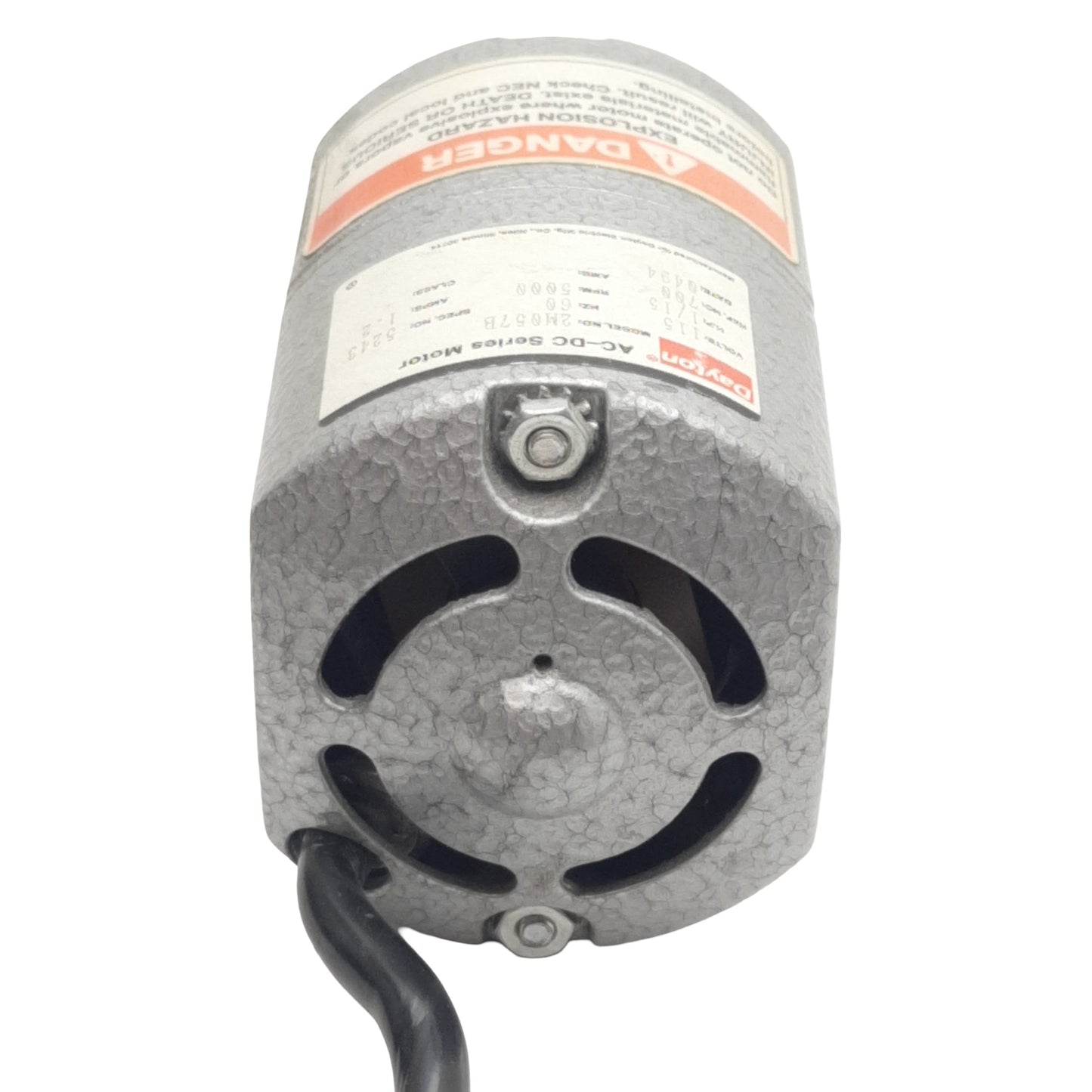 Used Dayton 2M057B Universal AC/DC Motor, 115VAC 1.2A, 1/15HP 5000RPM, ø5/16in Shaft