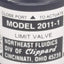 Used Northeast Fluidics 2011-1 Bulkhead Limit Valve, 30-100psig, 22scfm, 1/8in NPT