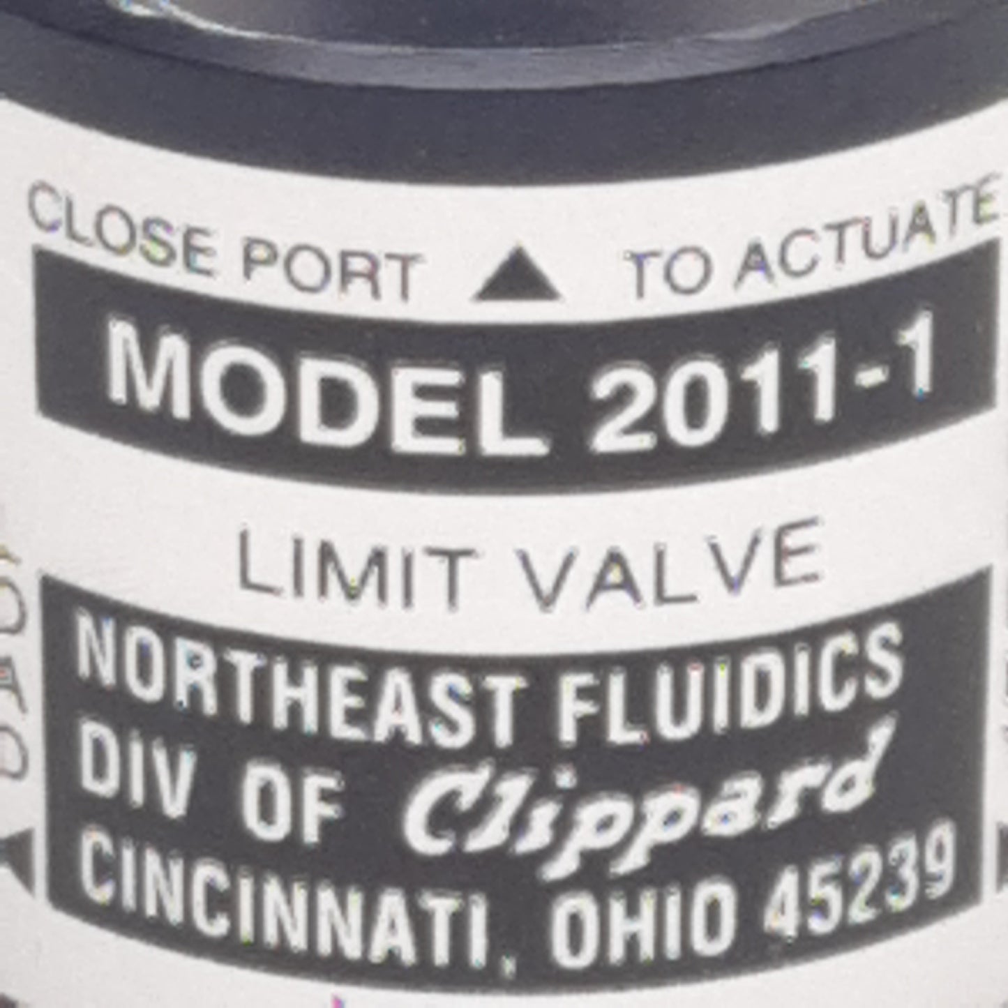 Used Northeast Fluidics 2011-1 Bulkhead Limit Valve, 30-100psig, 22scfm, 1/8in NPT