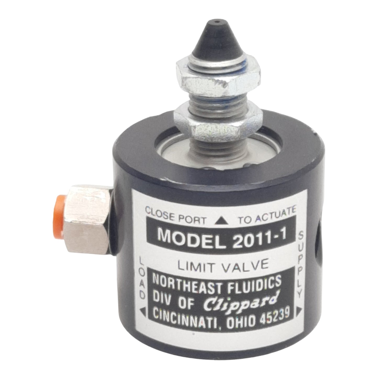 Used Northeast Fluidics 2011-1 Bulkhead Limit Valve, 30-100psig, 22scfm, 1/8in NPT