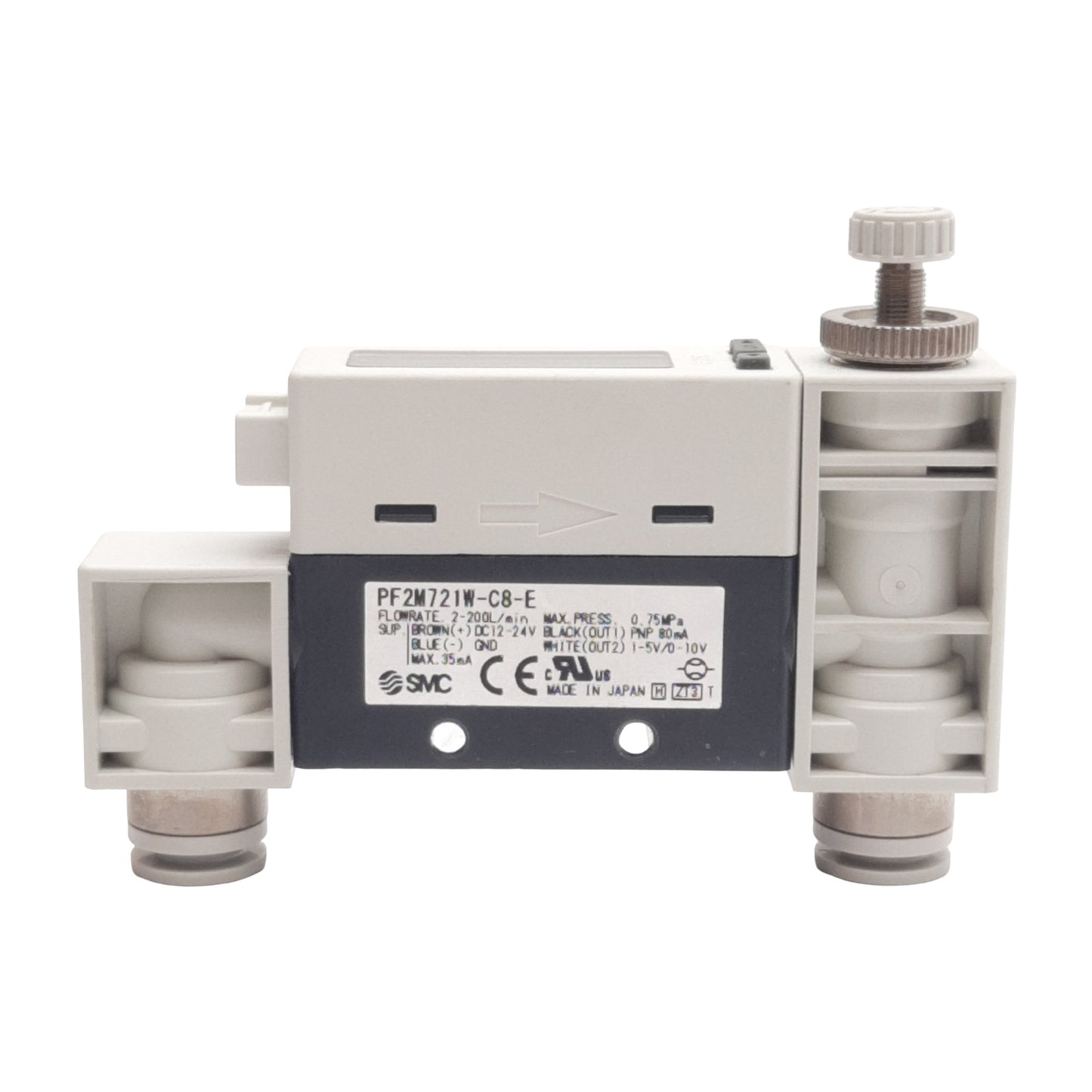Used SMC PF2M721W-C8-E Digital Air Flow Sensor PNP 80mA 24/30VDC, 2-200L/min, 0.75MPa