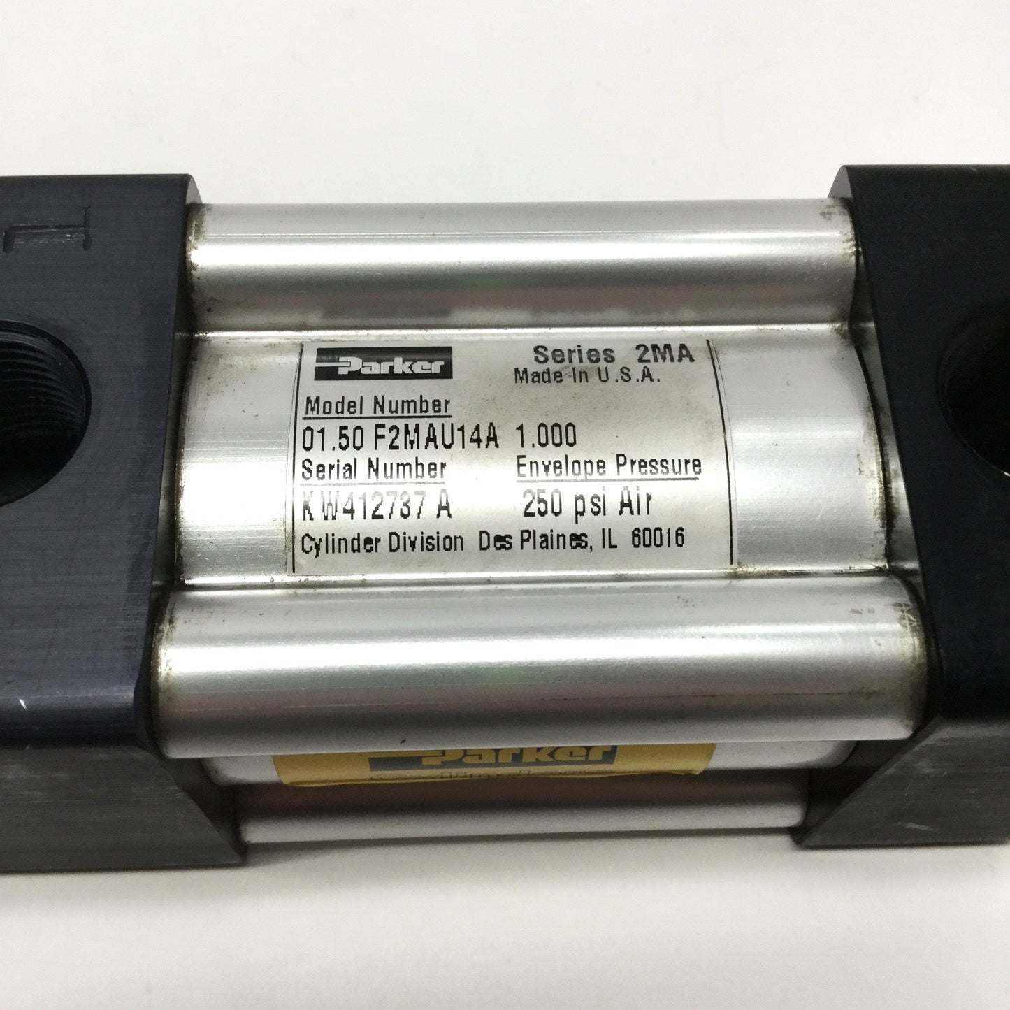 Used Parker 01.50 F2MAU14A 1.000 Pneumatic Cylinder Ø1.5" Bore, 1" Stroke, 250psi