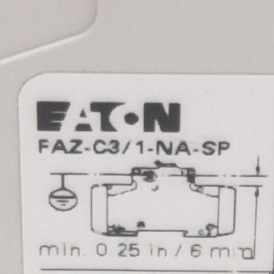 Used Eaton FAZ-C3/1-NA-SP Circuit Breaker, 1-Pole, 3A 48VDC/277VAC, DIN Rail