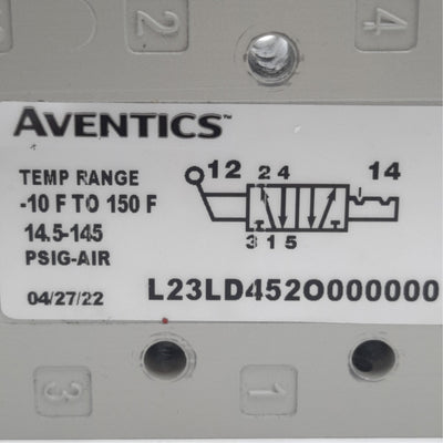Used Aventics L23LD452O000000 Manual Air Control Valve 2/4 Way, 150psi, 3/8in NPT