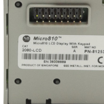 Used Allen Bradley 2080-LCD Micro810 LCD Display w/ Keypad, 3.3V / 24VDC