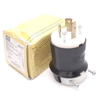 New Hubbell HBL2321 Twist-Lock Male Plug, 2-Pole, 3-Wire, 250VAC 20A, ø46mm