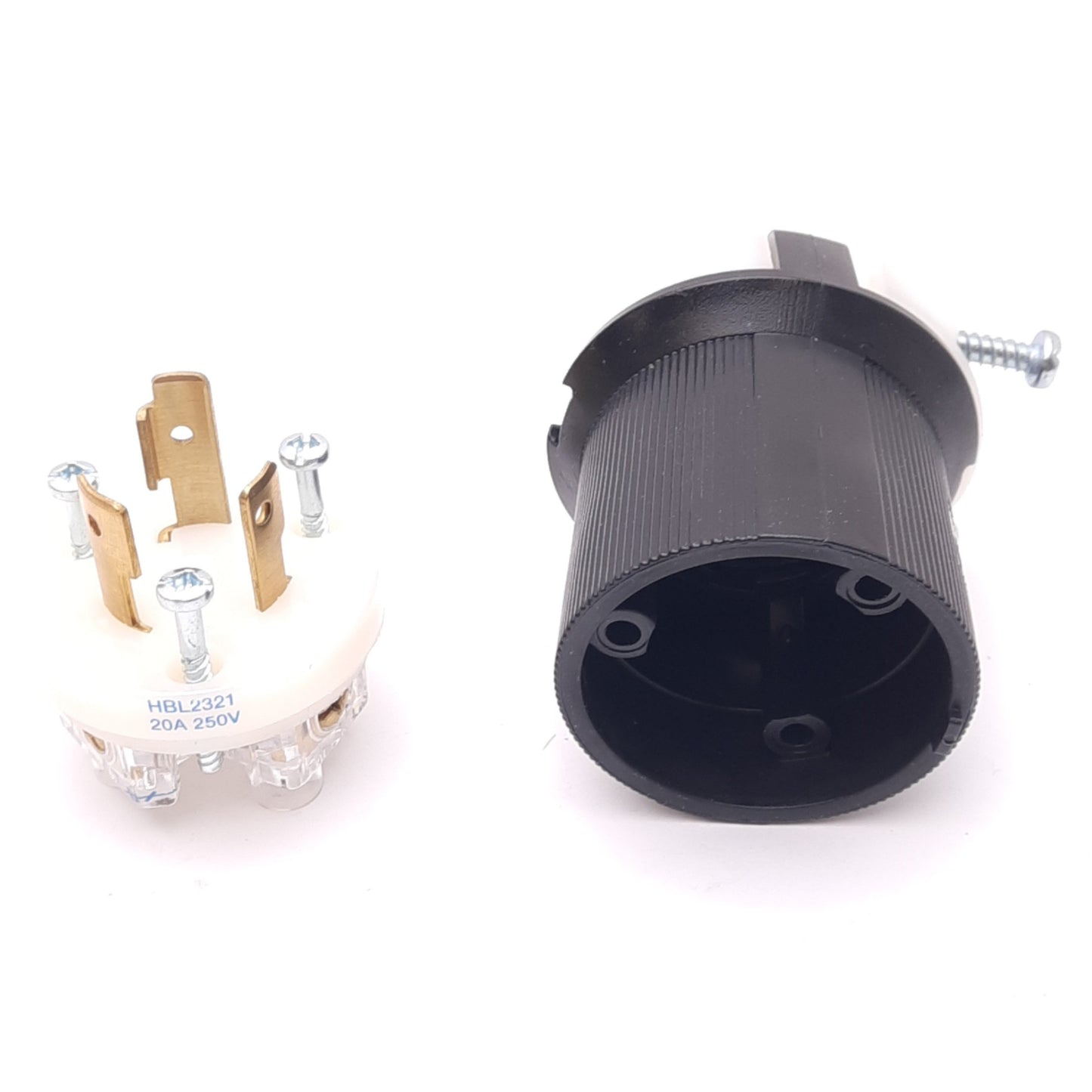 New Hubbell HBL2321 Twist-Lock Male Plug, 2-Pole, 3-Wire, 250VAC 20A, ø46mm