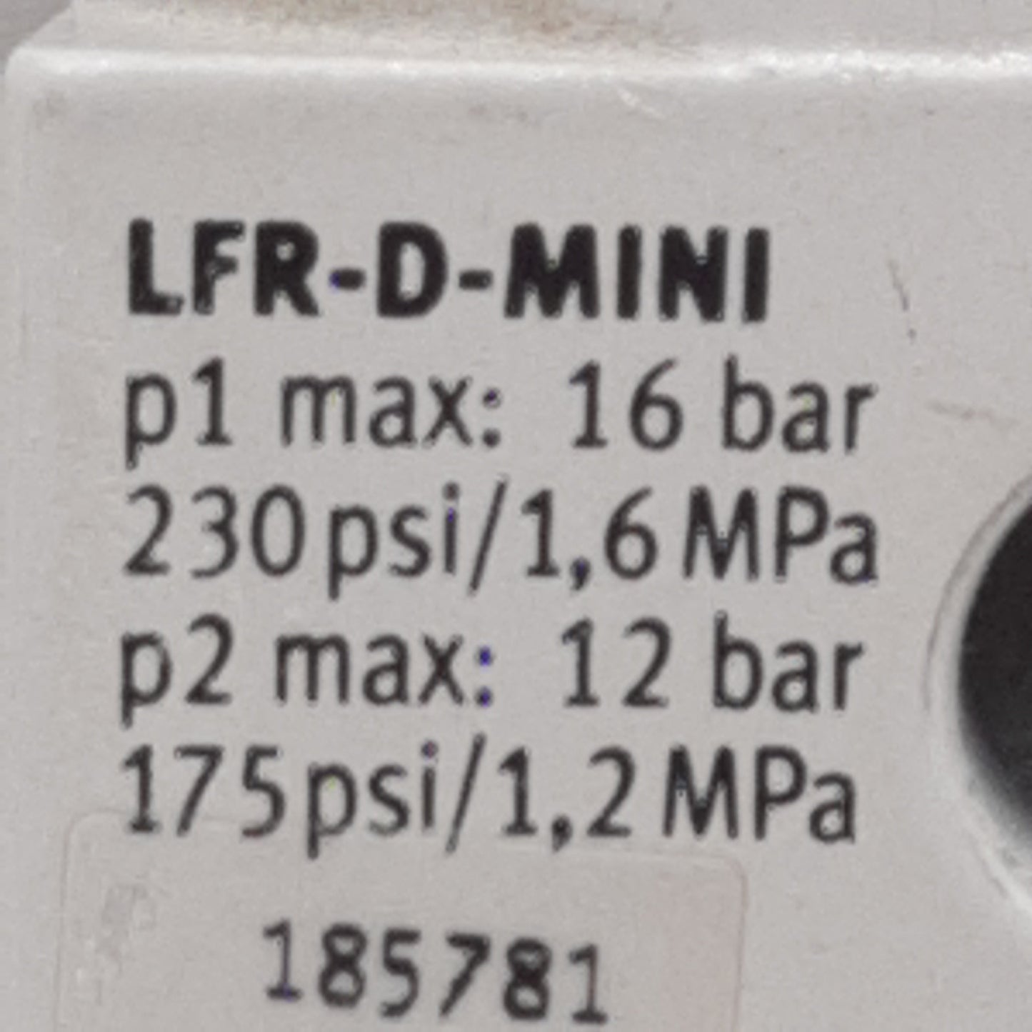 Used Festo LFR-D-MINI Basic Valve, 0.1MPa-1.6MPa, 40µm, 3336.86L/min Flow, 1/8in NPT
